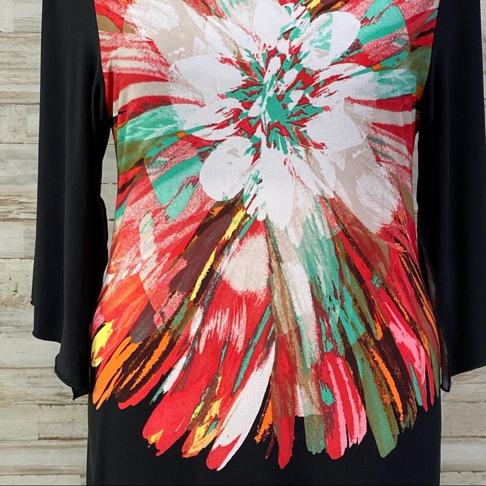 Fenn Wright Manson Floral Dress Womens Size 12 Black Coral Vibrant Shift - Picture 10 of 13
